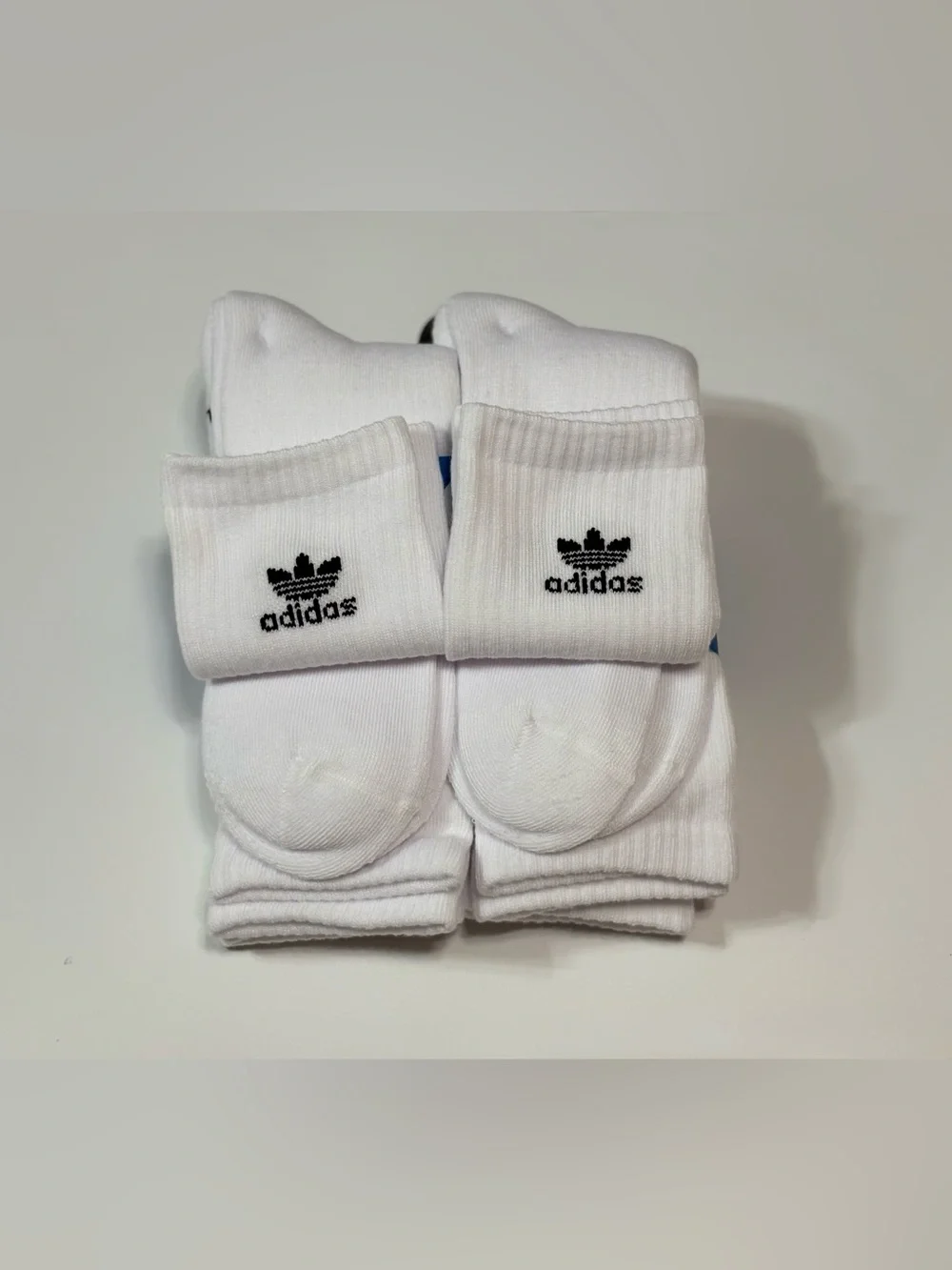 adidas Originals White Crew Socks 6-Pack with Black Trefoil